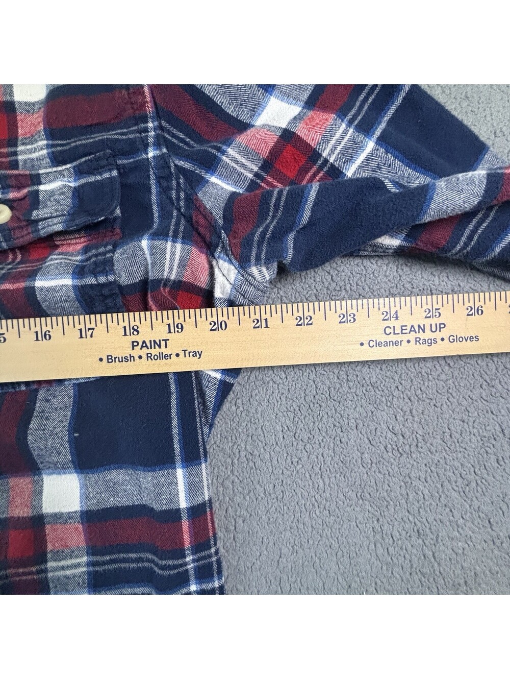 Abercrombie & Fitch Flannel Shirt Men XXL Muscle Fit Plaid Navy Red White Moose - Picture 8 of 9